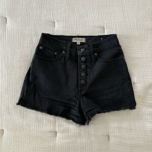 Madewell high-rise denim boyshorts in faded black: button through edition